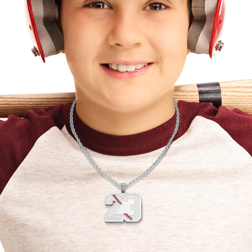 Personalized Baseball & Softball Sports Number Necklace with Name Jewelry Treasures