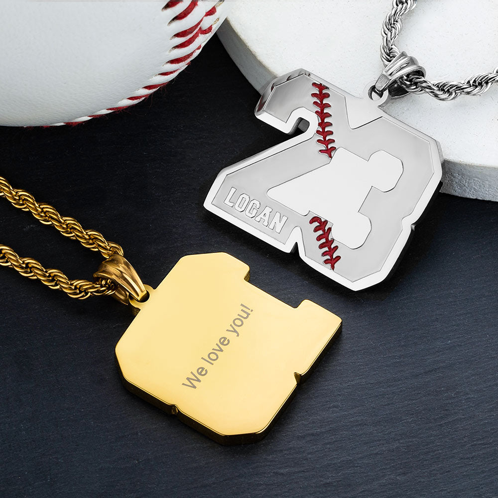 Personalized Baseball & Softball Sports Number Necklace with Name Jewelry Treasures