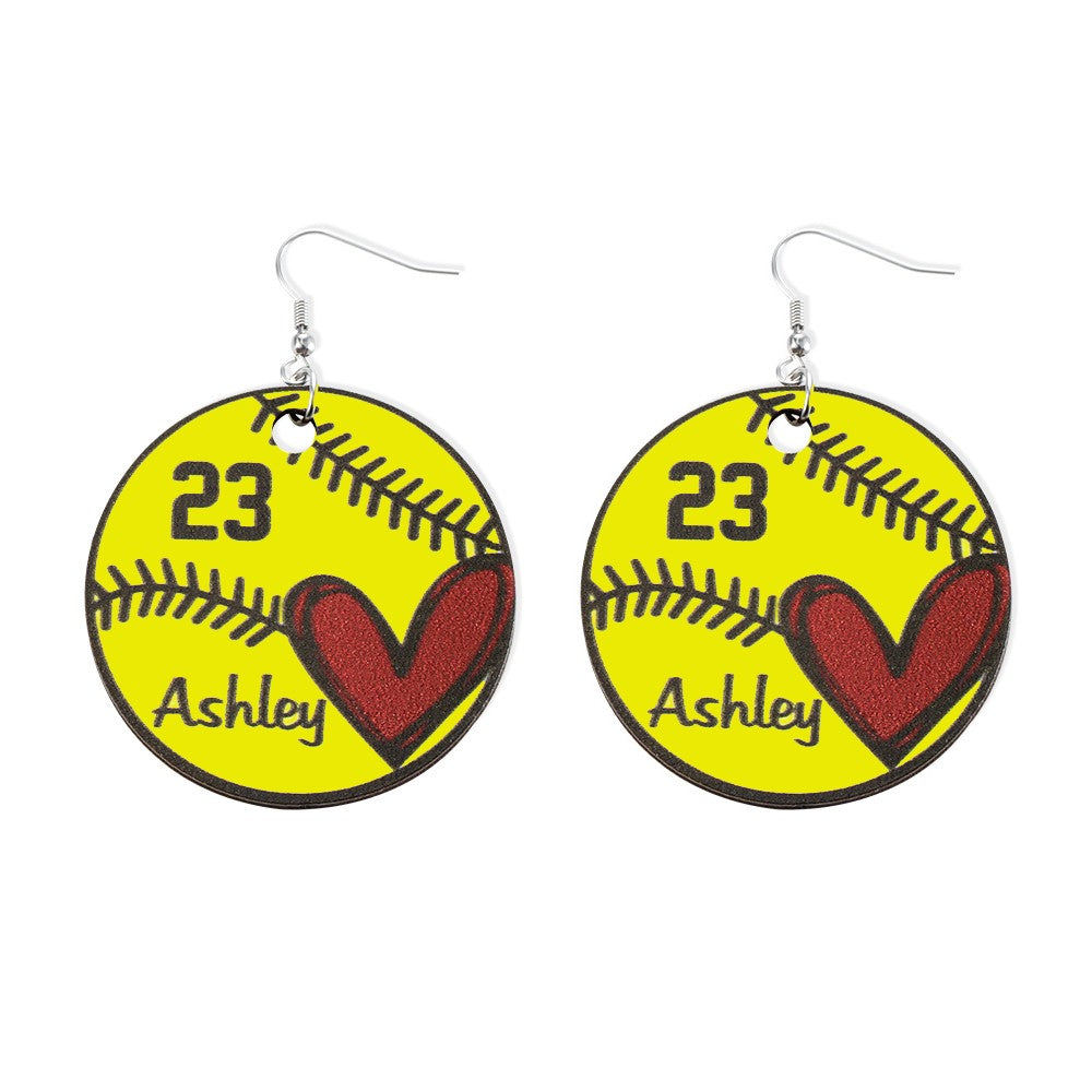 Custom Baseball Earrings with Name & Number, Basswood Baseball/Softball Jewelry, Sports Gifts for Player/Fans/Baseball Moms