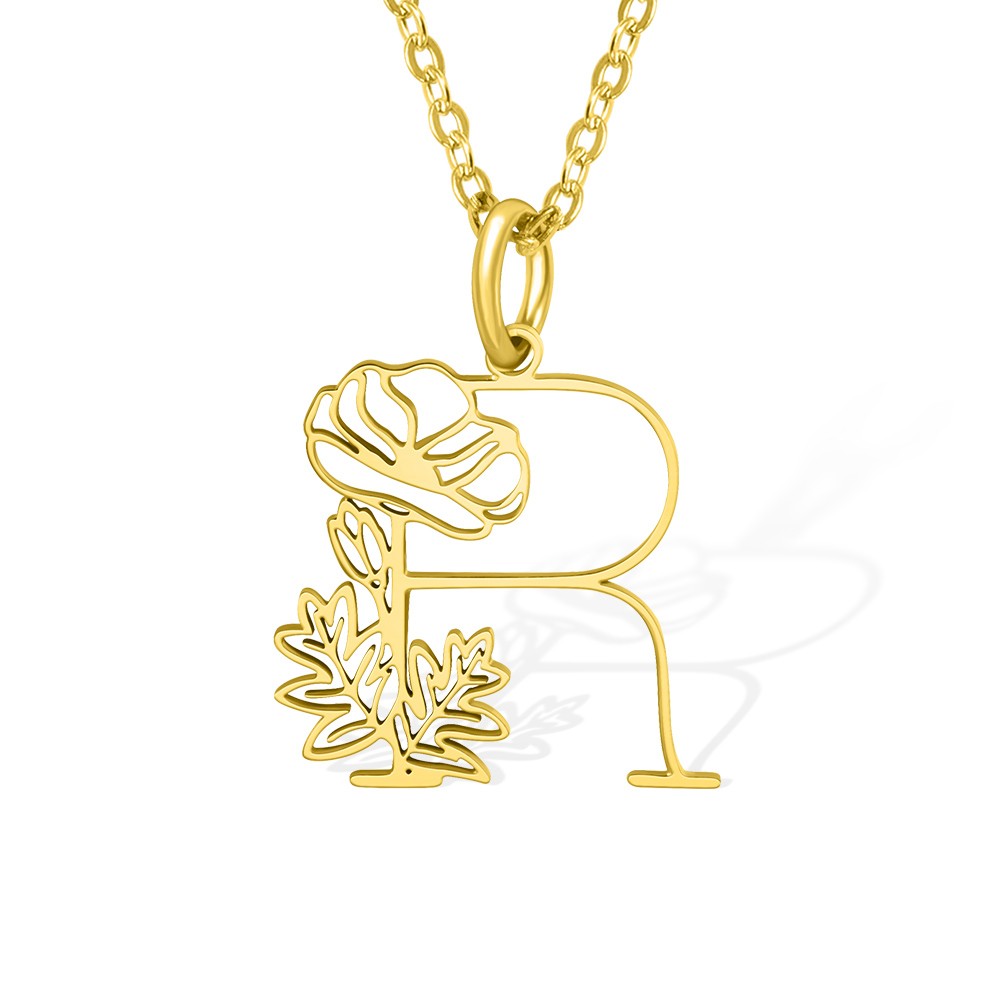 Personalized Initial & Birth Flower Necklace Jewelry Treasures