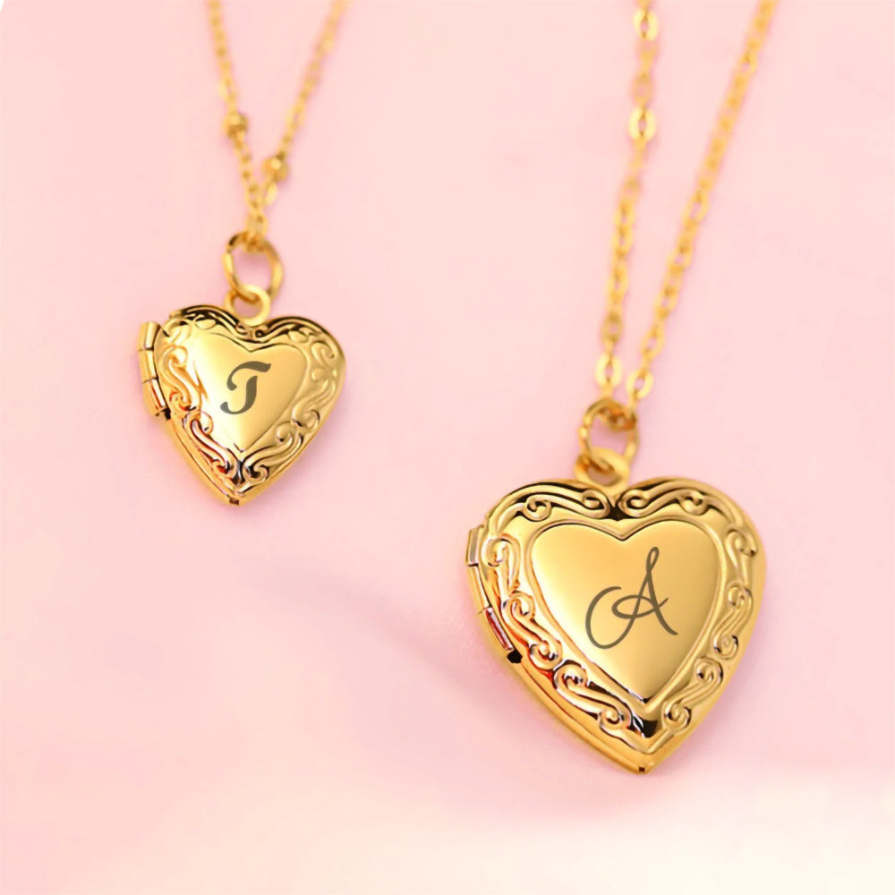 Personalized Heart Locket Necklace Custom Heart Necklace for Women