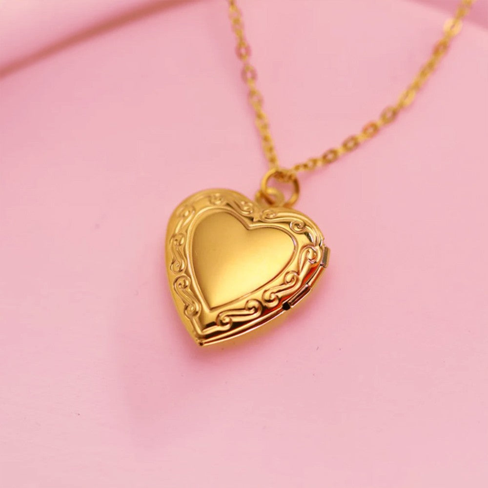 Personalized Heart Locket Necklace Custom Heart Necklace for Women