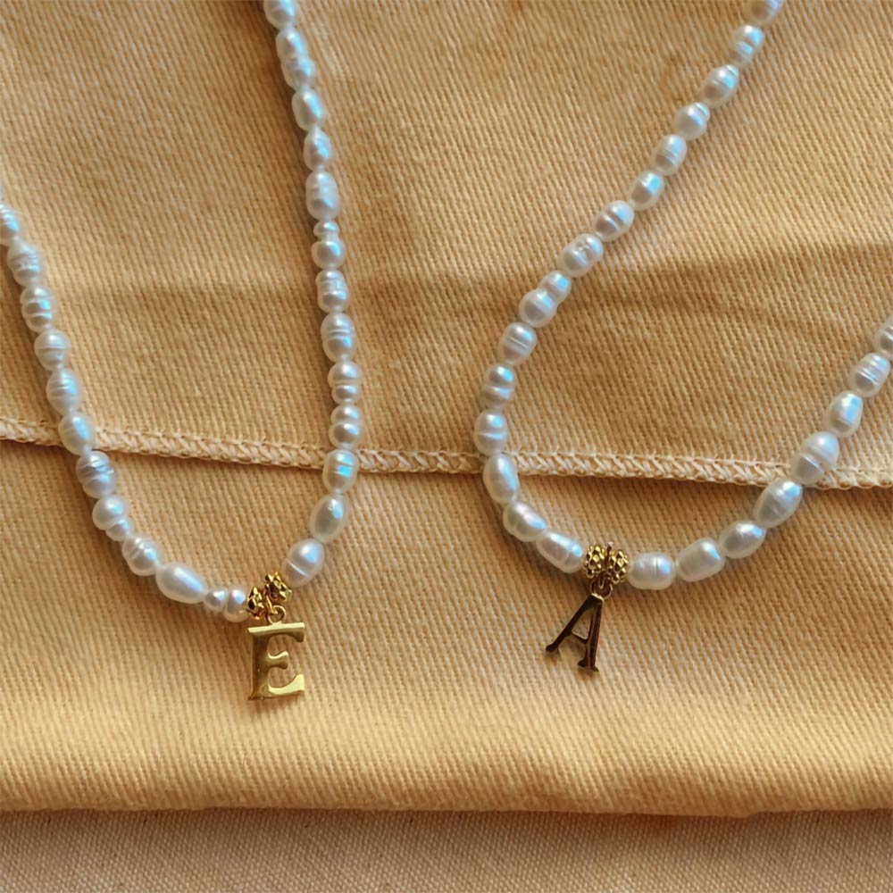 Pearl Necklace with Personalized Gold Initial Pendant Jewelry Treasures