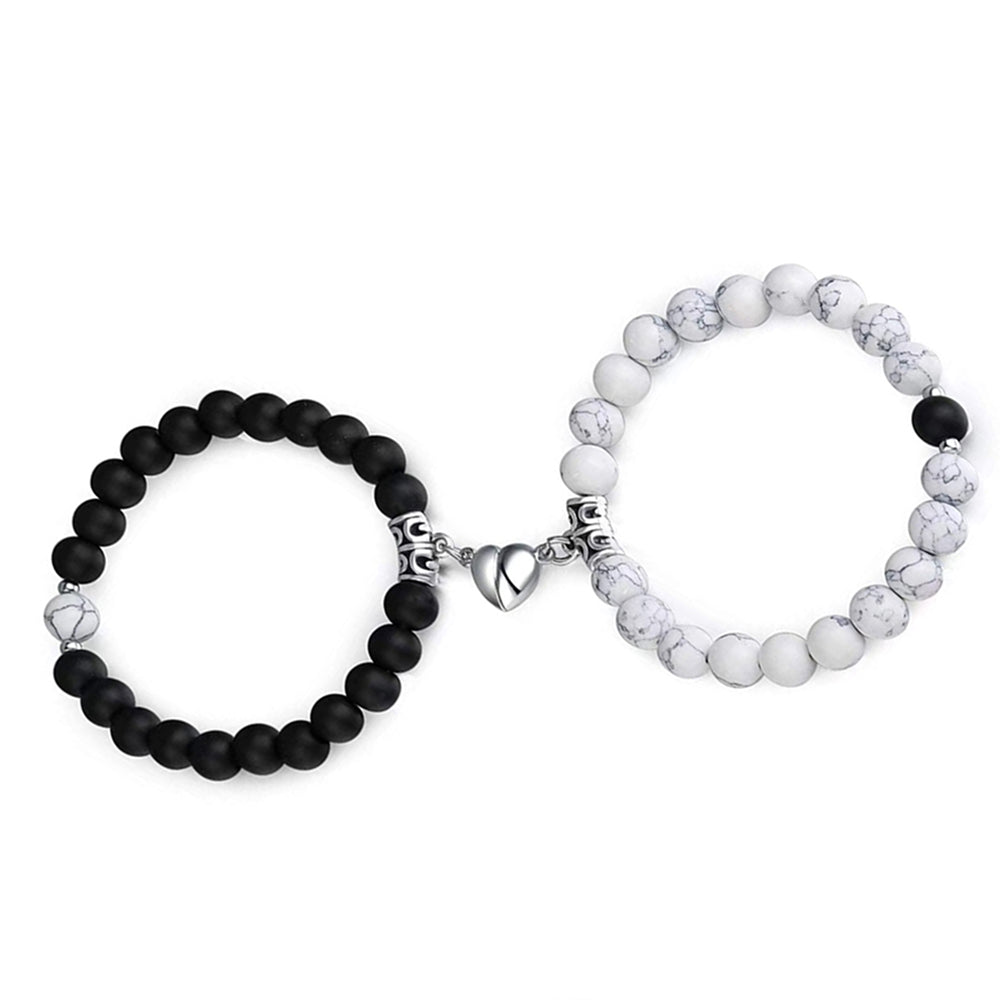 Couple Magnetic Bracelets Set of 2, Natural Stone Beads Bracelet