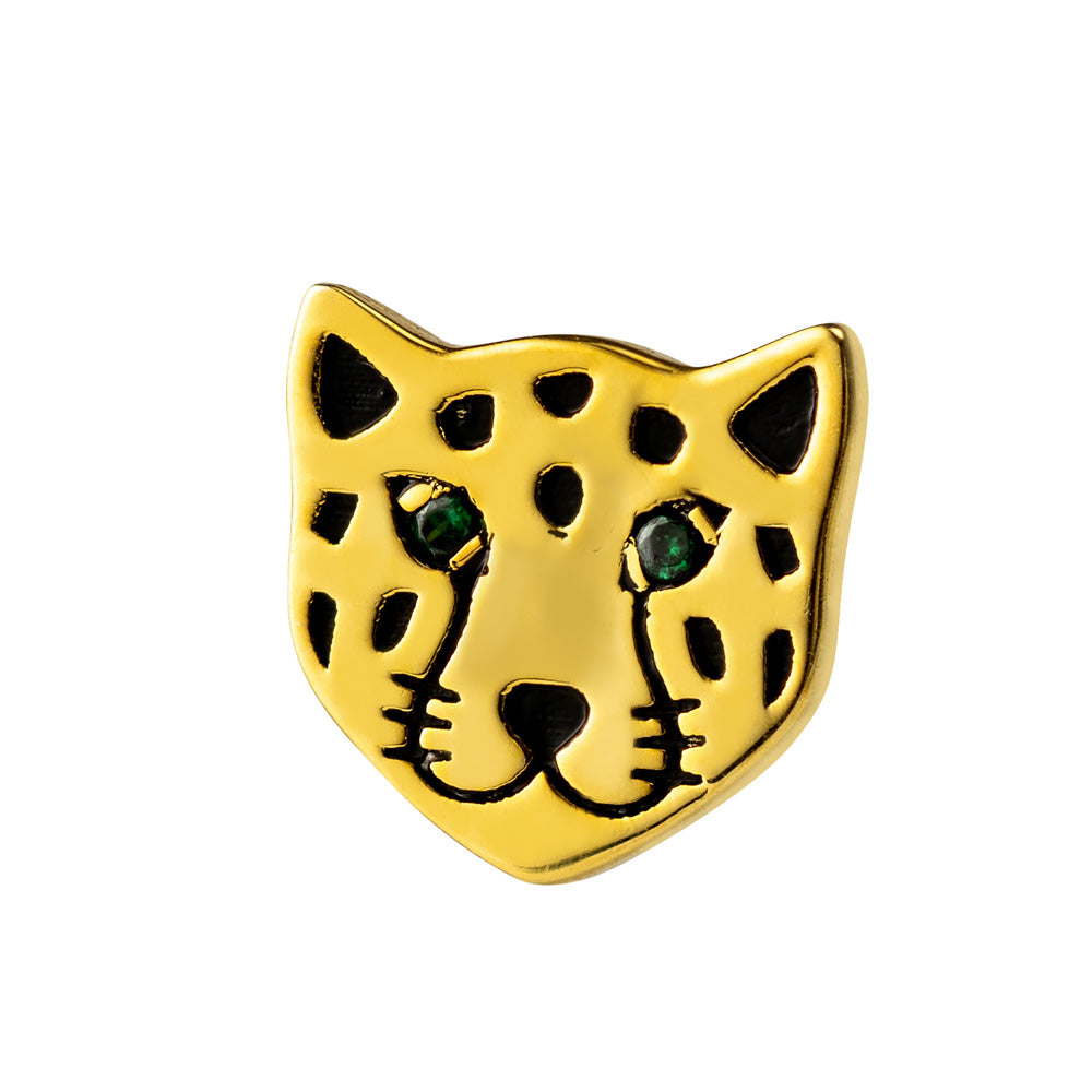 Leopard Face Stud Earrings, Nature Inspired Animal Earrings, Sterling Silver 925 Leopard Earrings Platinum/Gold Plated, Gift for Pet Lovers/Women