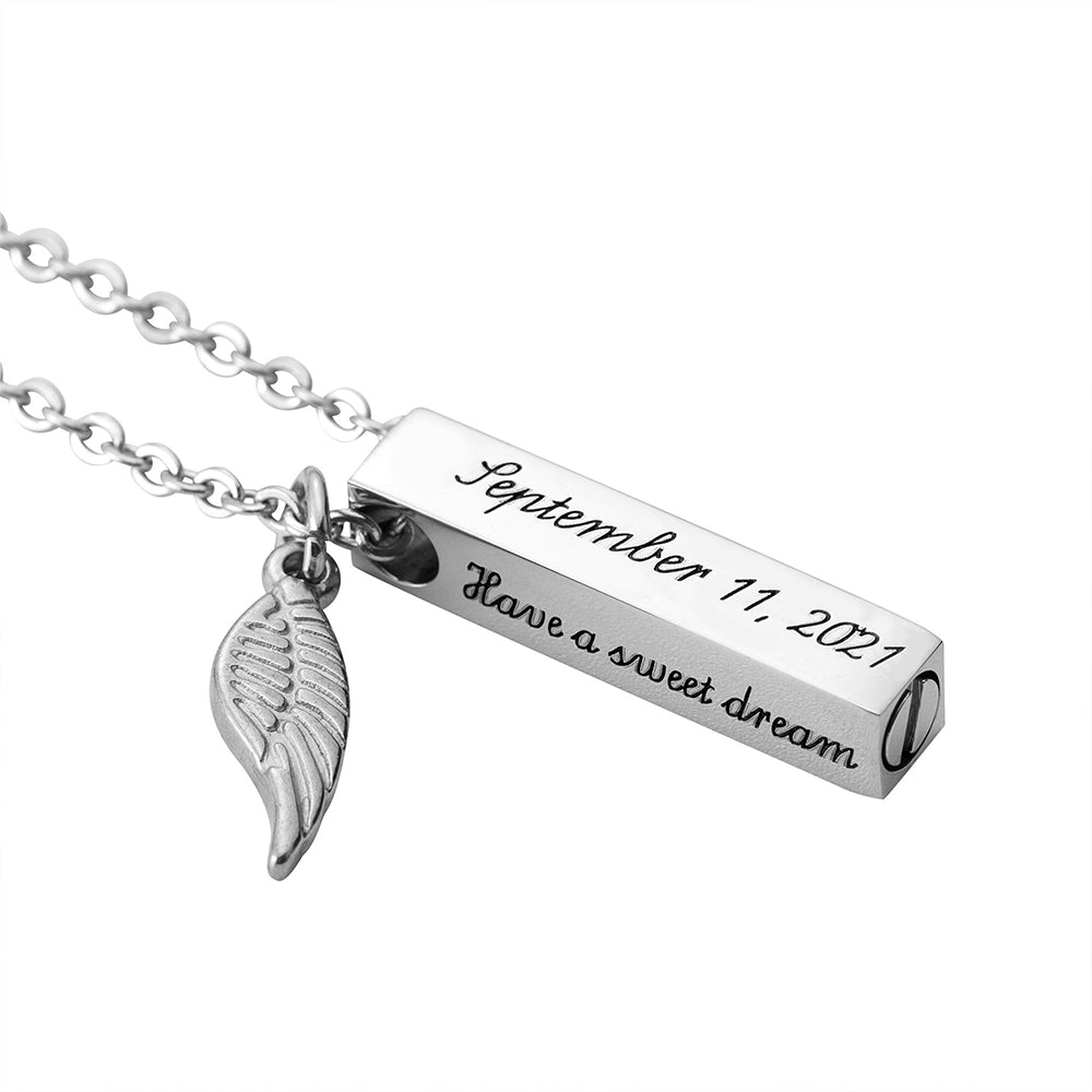 Personalized Engraved Bar Cremation Urn Necklace Jewelry Treasures