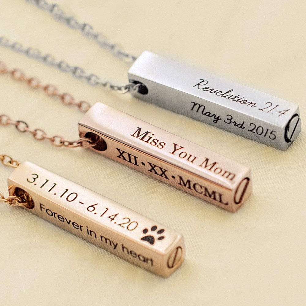 Personalized Engraved Bar Cremation Urn Necklace Jewelry Treasures