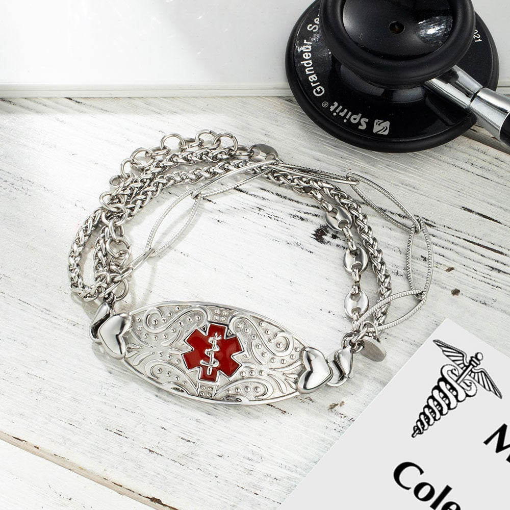 Custom Medical Alert ID Bracelet with Engraving Jewelry Treasures