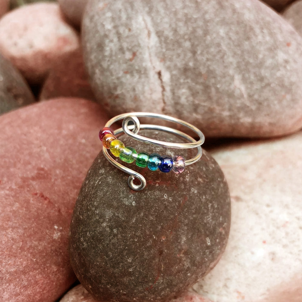 Rainbow Fidget Ring, Anxiety Rainbow Ring, Worry rings,