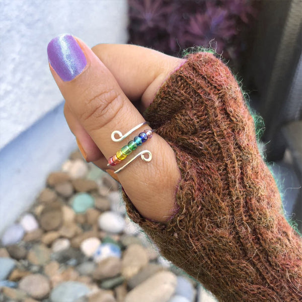 Rainbow Fidget Ring, Anxiety Rainbow Ring, Worry rings,