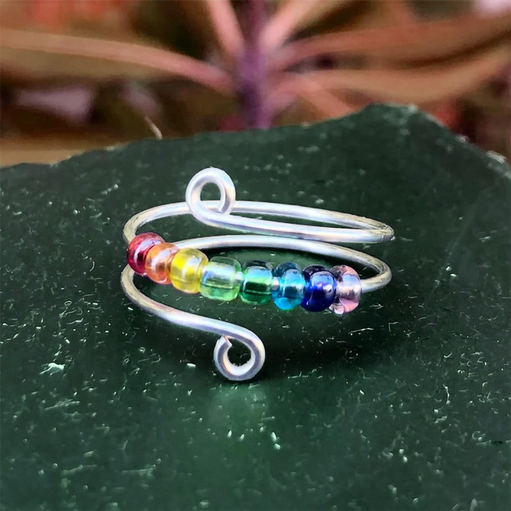 Rainbow Fidget Ring, Anxiety Rainbow Ring, Worry rings,