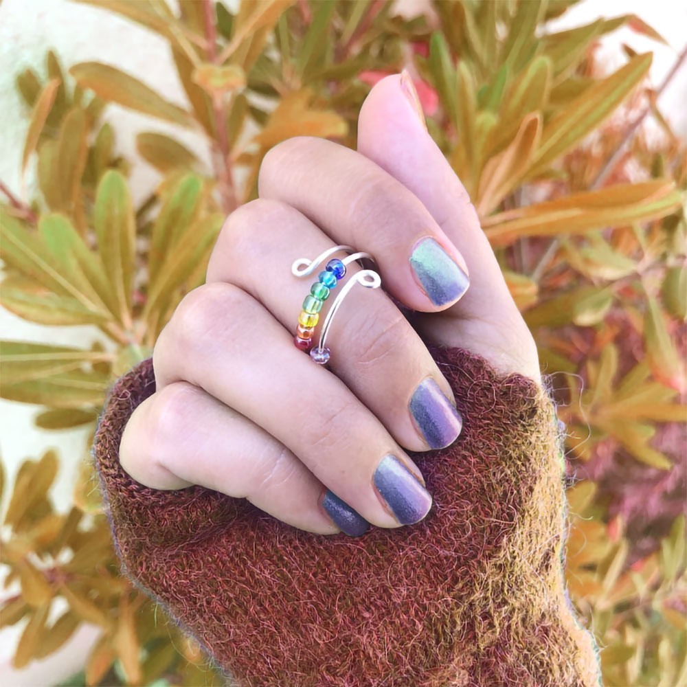 Rainbow Fidget Ring, Anxiety Rainbow Ring, Worry rings,