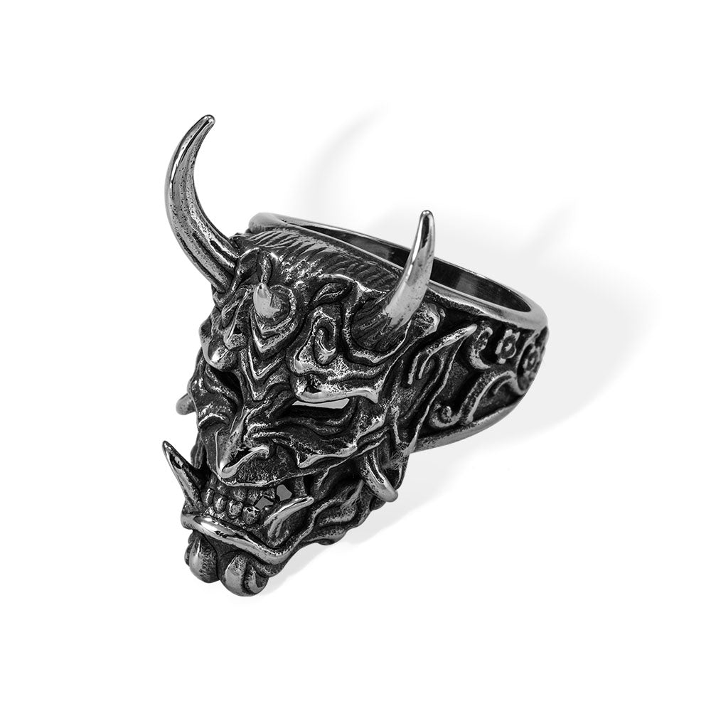 Hannya Ghost Ring, Oni Mask Ghost Ring, Demon Ring, Gothic Ring, Vintage Ring, Cool Rings for Men/Husband Jewelry Treasures