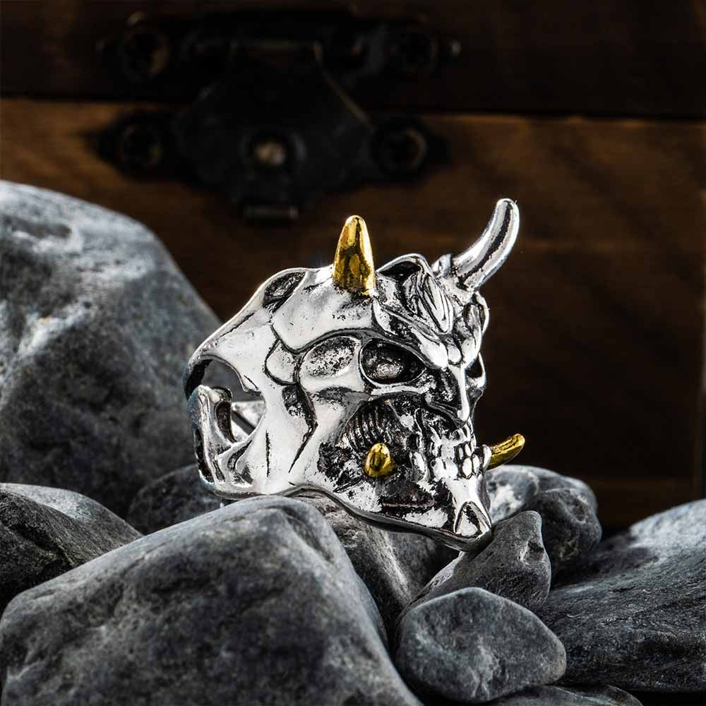 Hannya Ghost Ring, Oni Mask Ghost Ring, Demon Ring, Gothic Ring, Vintage Ring, Cool Rings for Men/Husband Jewelry Treasures