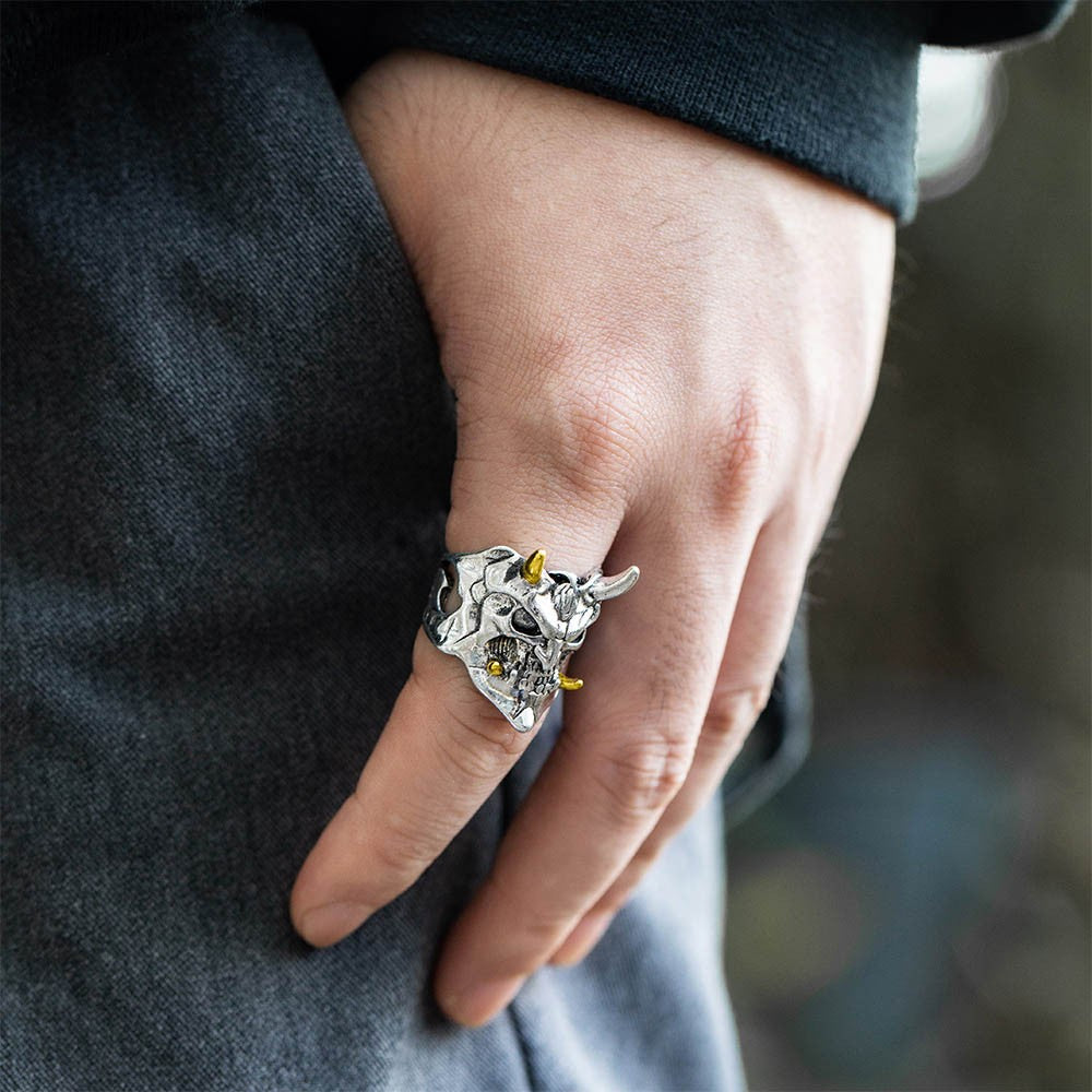 Hannya Ghost Ring, Oni Mask Ghost Ring, Demon Ring, Gothic Ring, Vintage Ring, Cool Rings for Men/Husband Jewelry Treasures