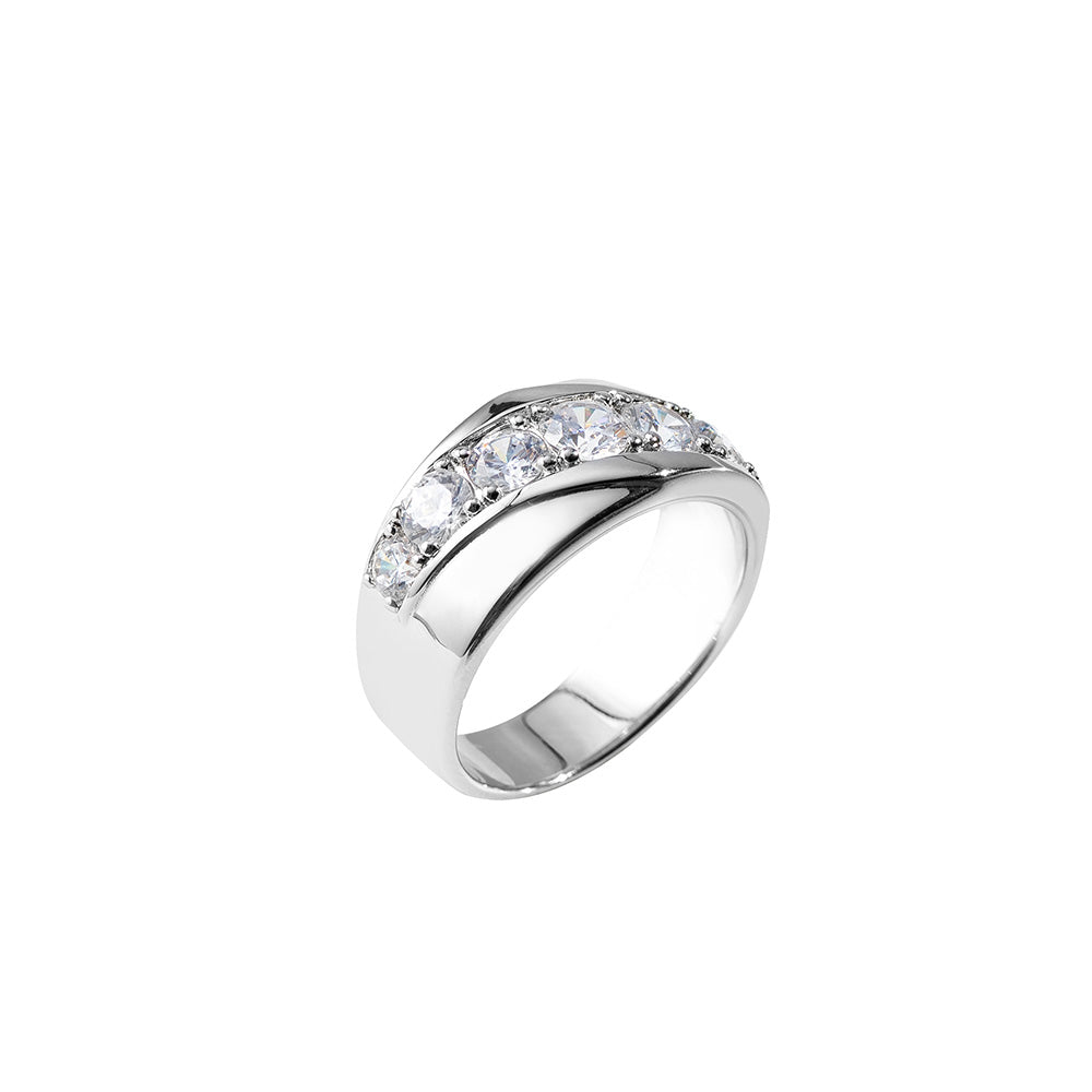 Classic Men Ring with Cubic Zircon Embellished Jewelry Treasures