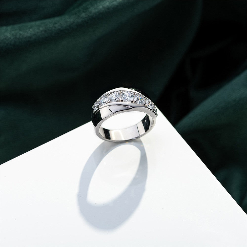 Classic Men Ring with Cubic Zircon Embellished Jewelry Treasures