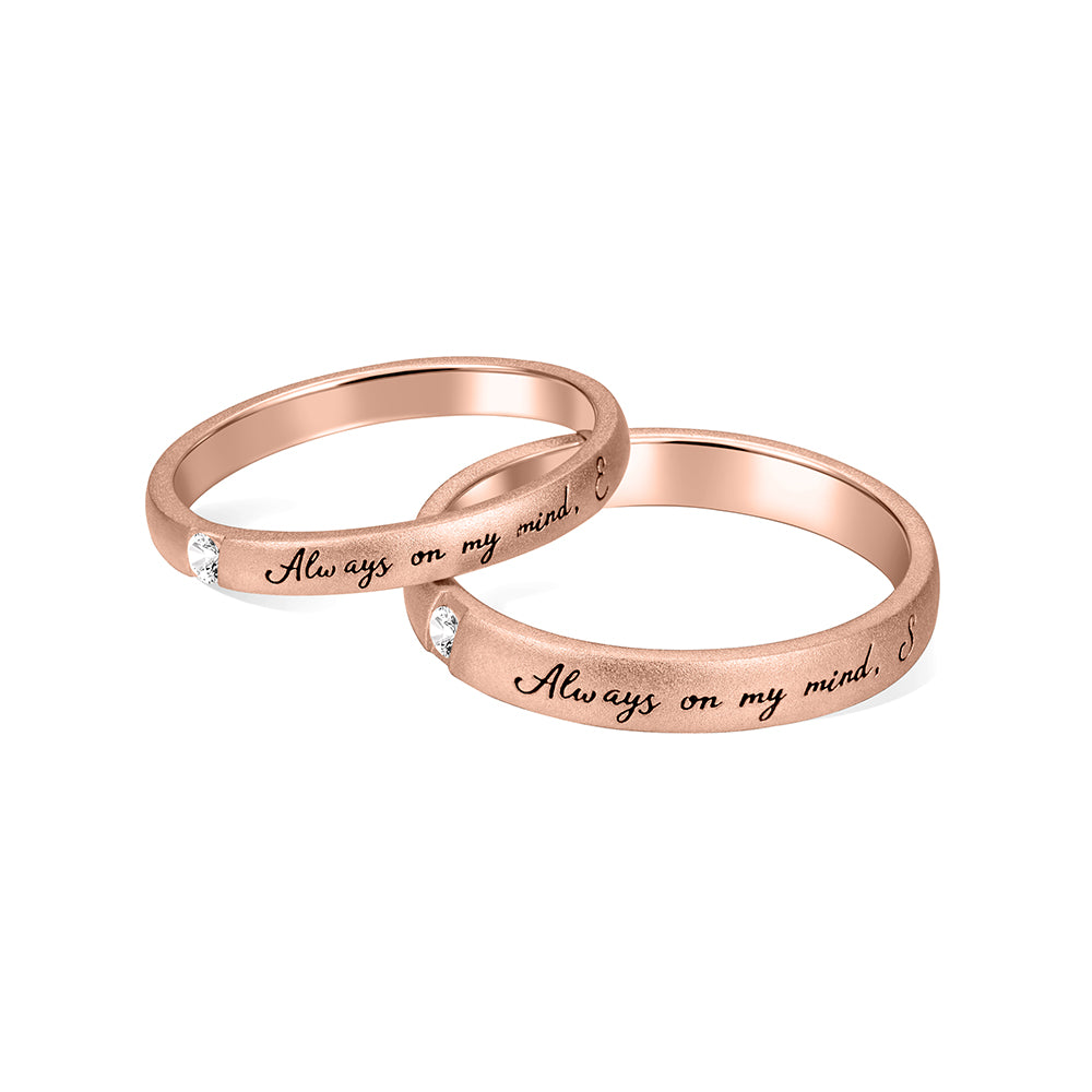 Personalized Letters Wedding Matching Rings Set of 2, His and Hers Couple Rings Jewelry Treasures