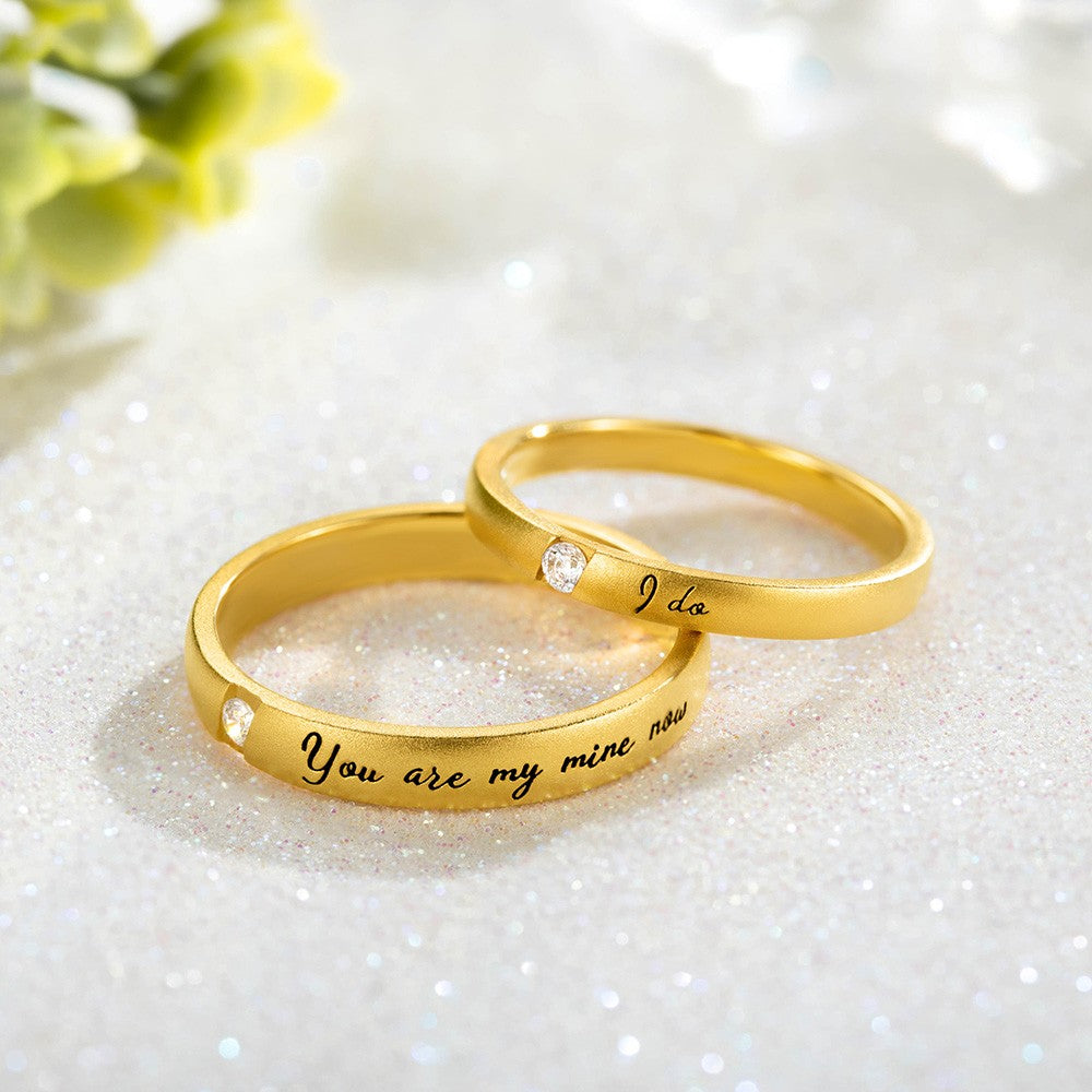 Personalized Letters Wedding Matching Rings Set of 2, His and Hers Couple Rings Jewelry Treasures