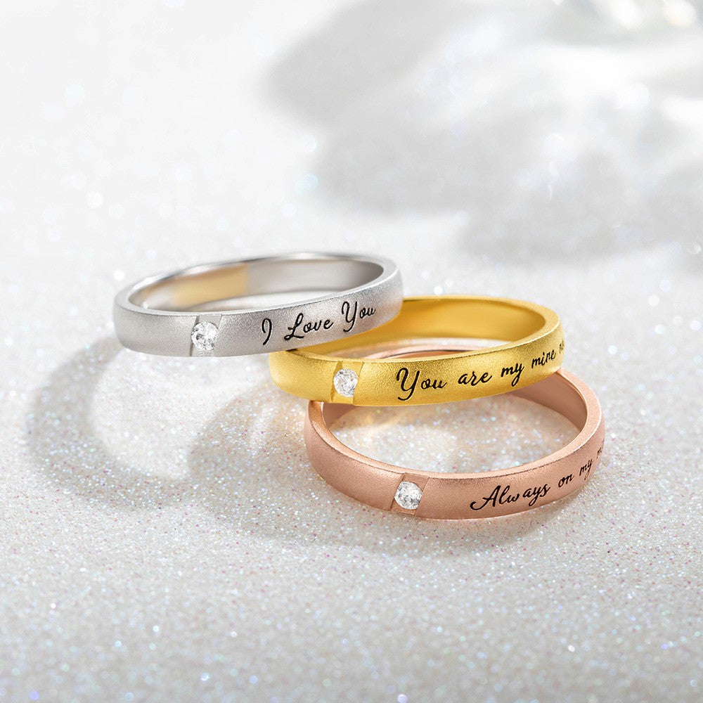 Personalized Letters Wedding Matching Rings Set of 2, His and Hers Couple Rings Jewelry Treasures