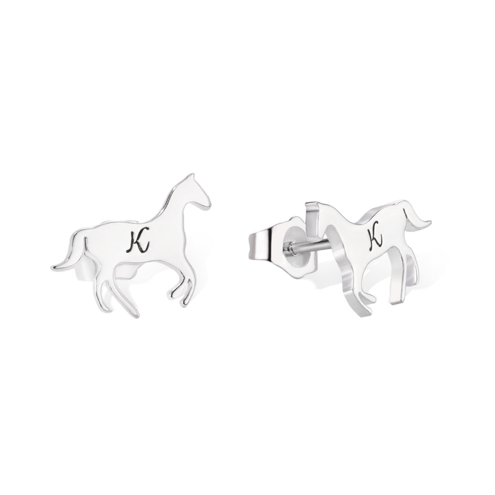 Horse Stud Earrings in Sterling Silver, Cute Tiny Animal Earrings, Minimalist Little Galloping Horse Jewelry Gift for Her, Animal Lover