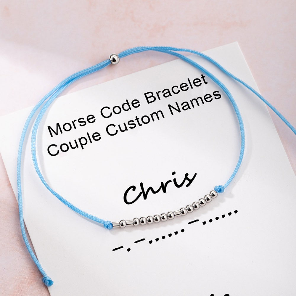 Couple Name Morse Code Bracelets, Long Distance Relationship Bracelets Jewelry Treasures