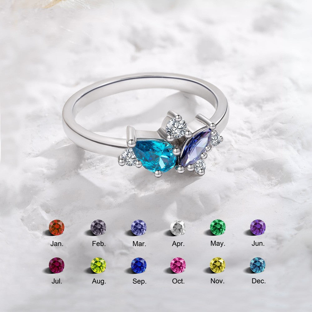 Marquise Birthstone Ring, Pear Birthstone Ring,