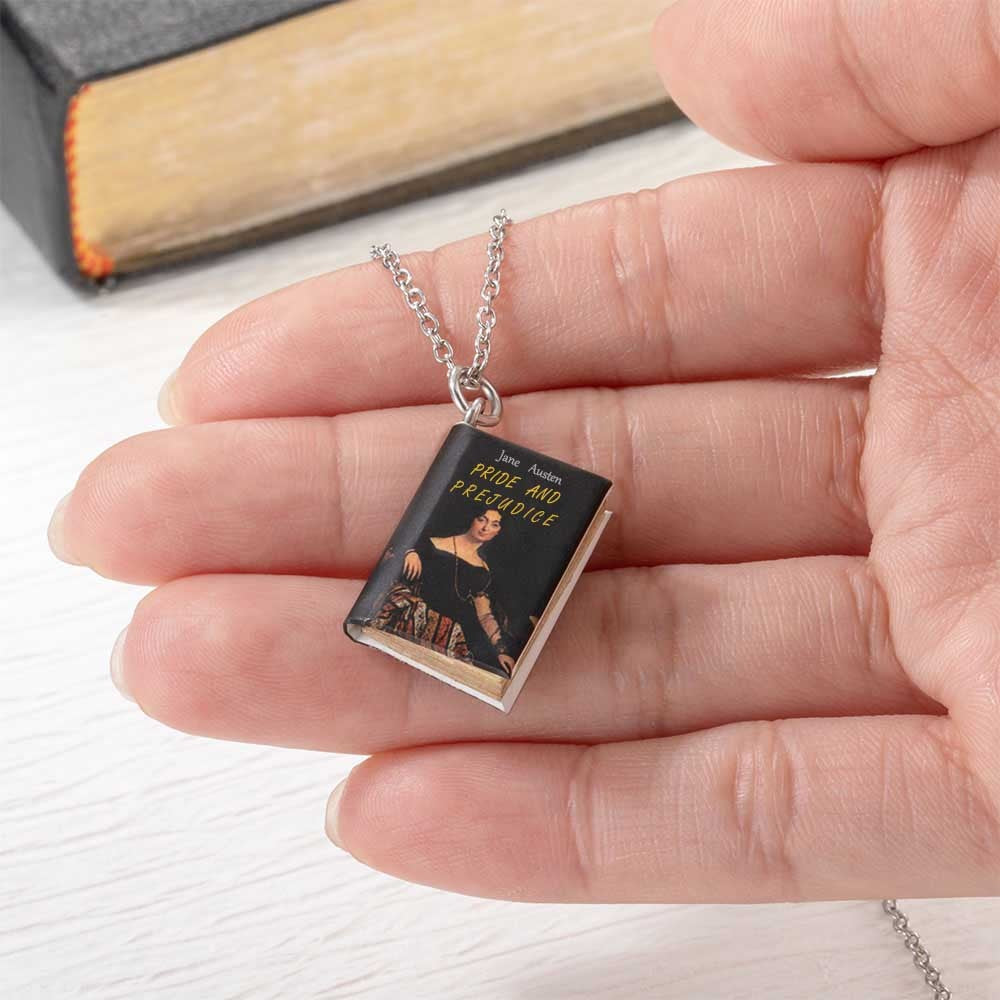 Photo Custom Book Necklace, Personalized Book Name & Authors Jewelry Treasures