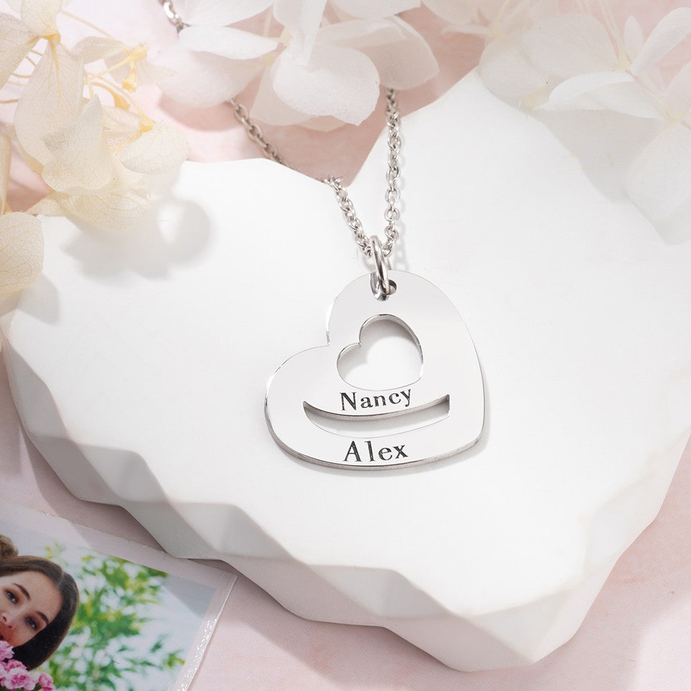 Custom Multiple Name Heart Pendant Necklace, Jewelry Treasures