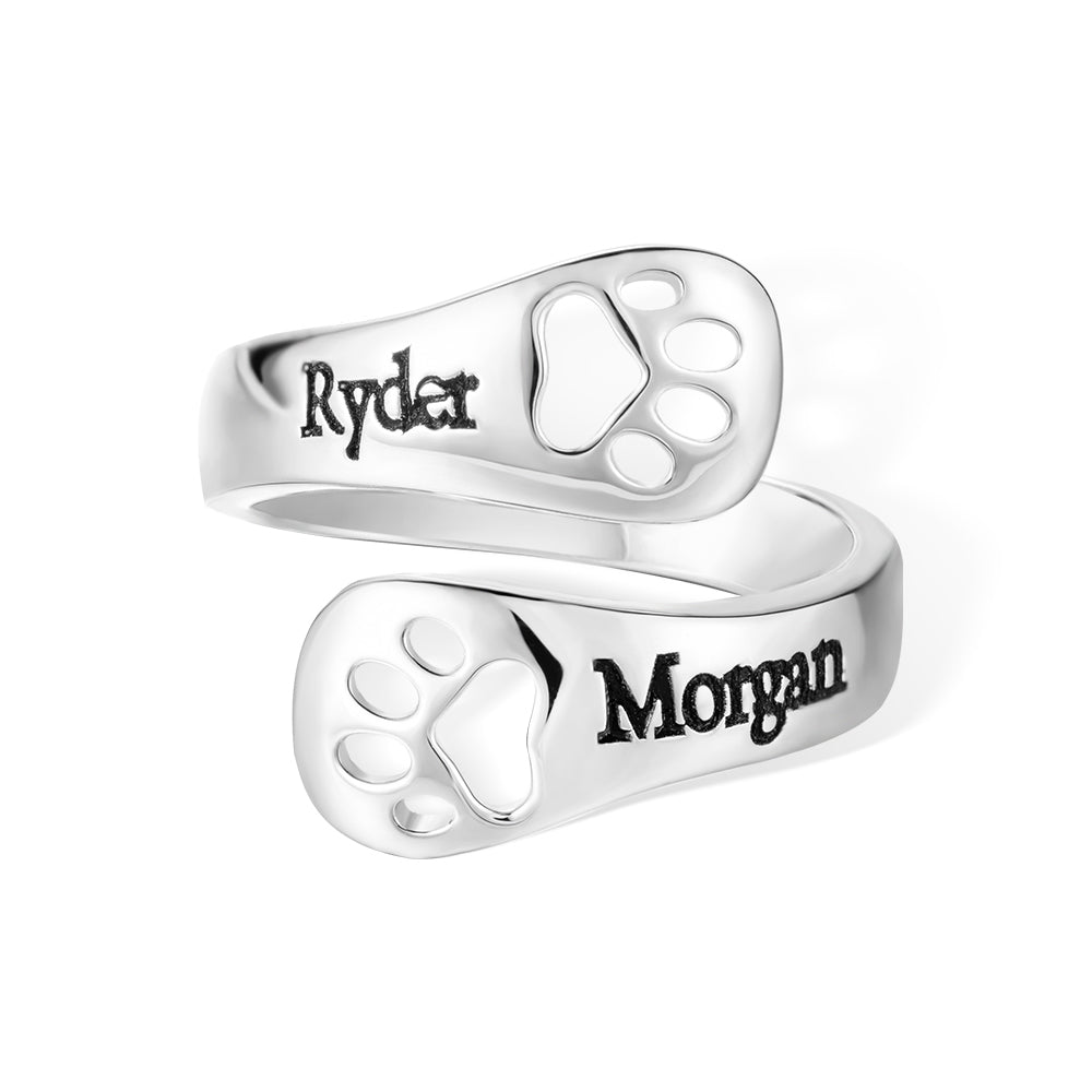 Custom Engraved Dog Paw Ring Jewelry Treasures