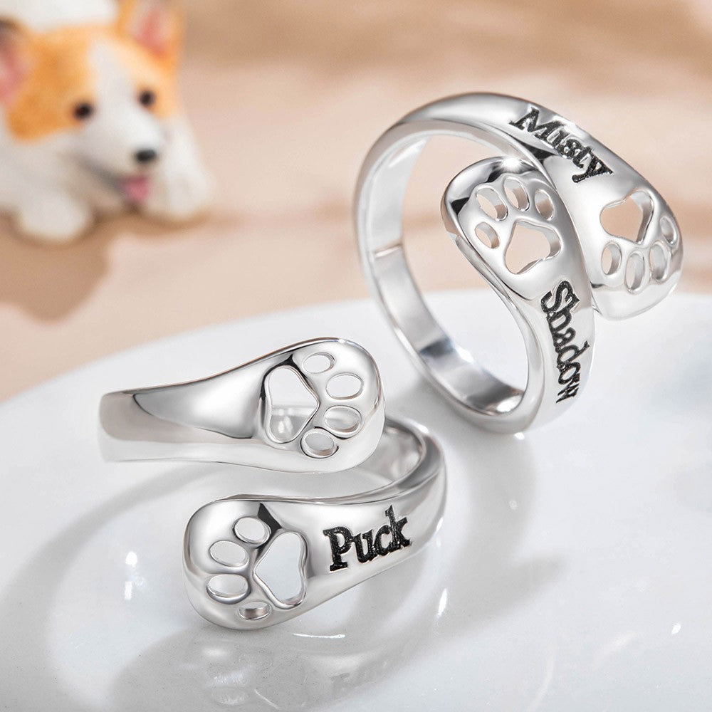 Custom Engraved Dog Paw Ring Jewelry Treasures