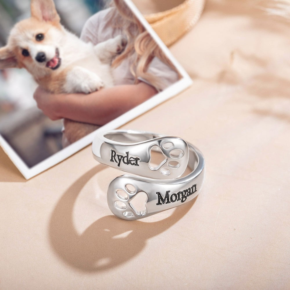 Custom Engraved Dog Paw Ring Jewelry Treasures