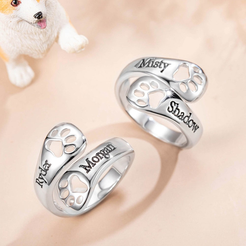 Custom Engraved Dog Paw Ring Jewelry Treasures