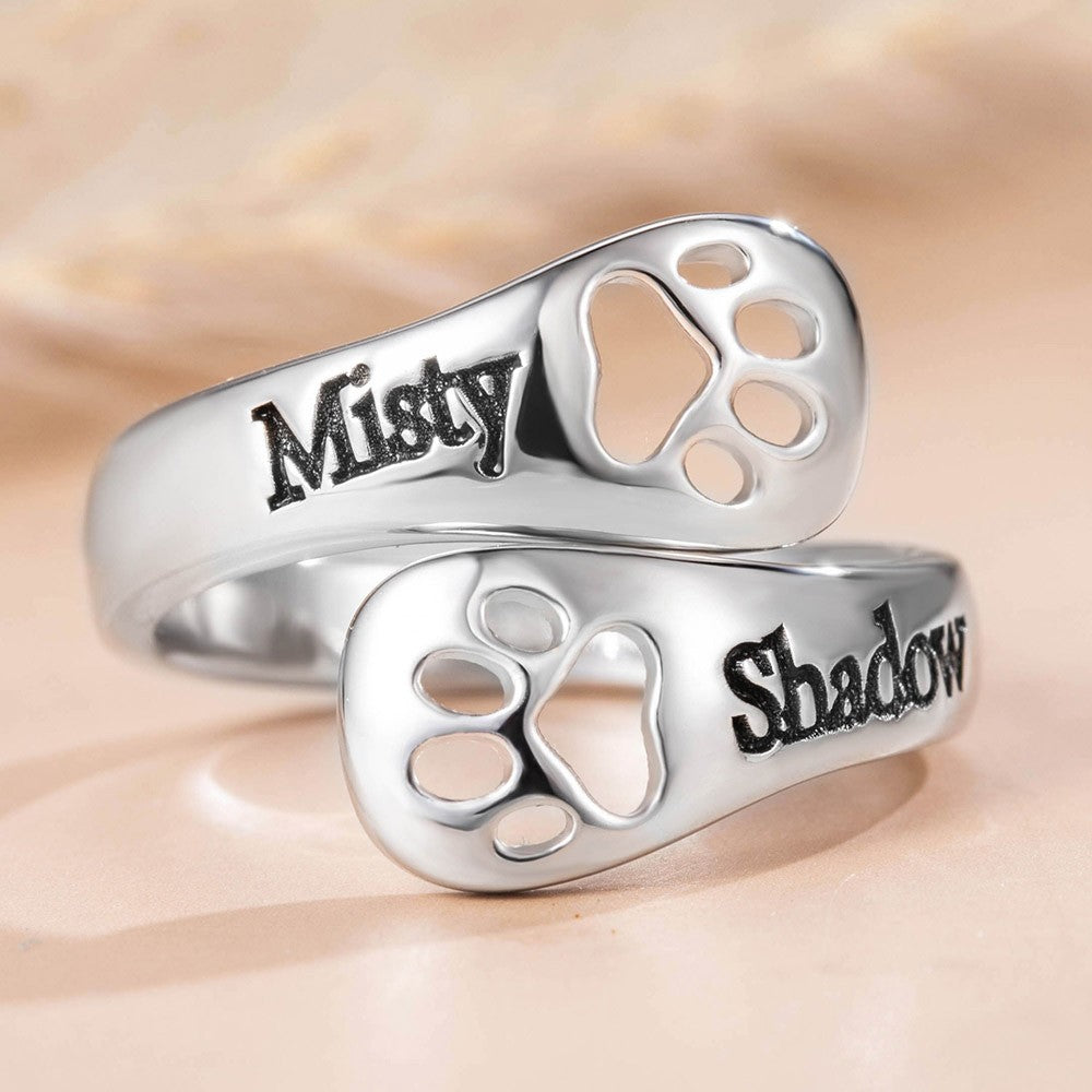 Custom Engraved Dog Paw Ring Jewelry Treasures