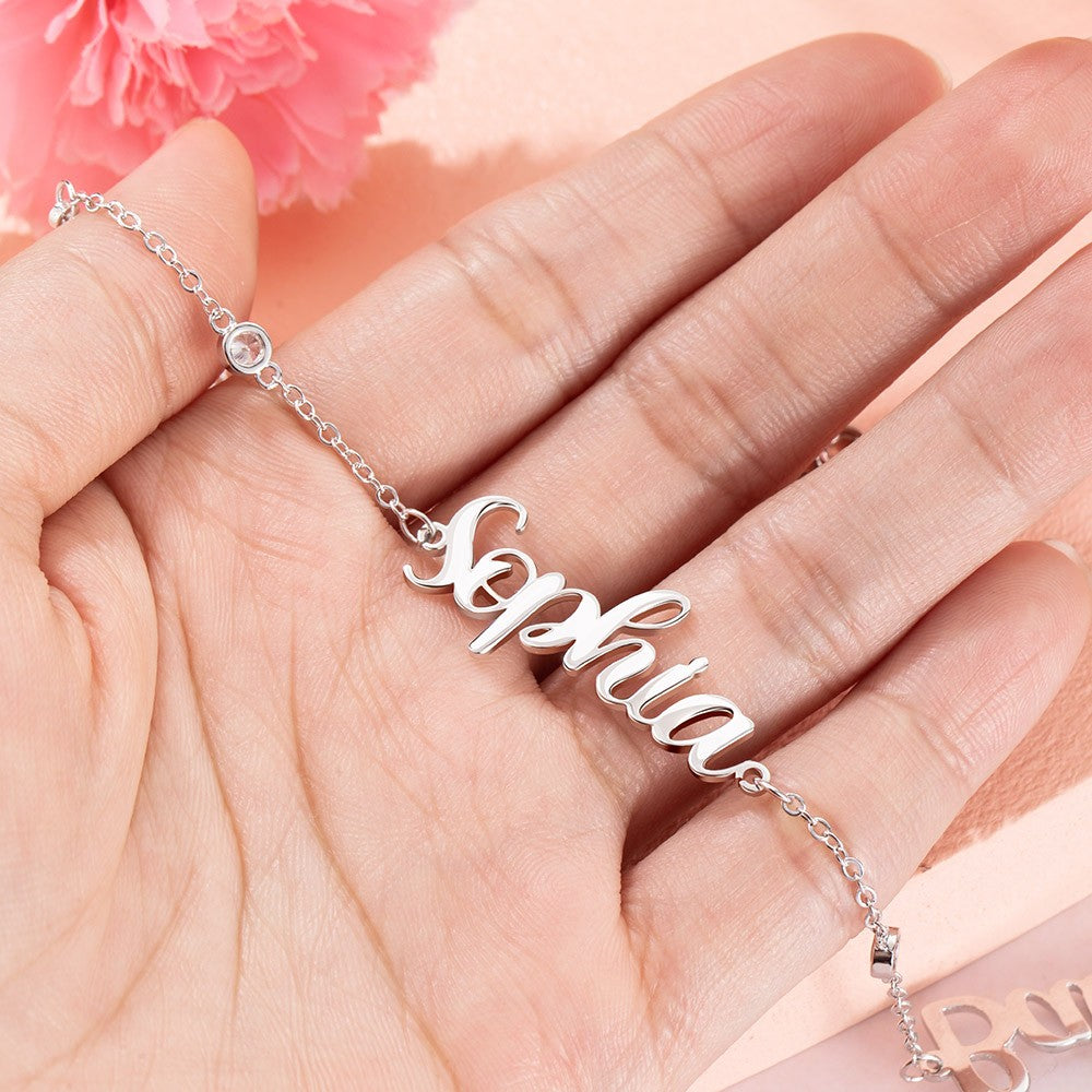 Custom Name Diamond Bezel Necklace, Adjustable Brass Necklace Jewelry Treasures