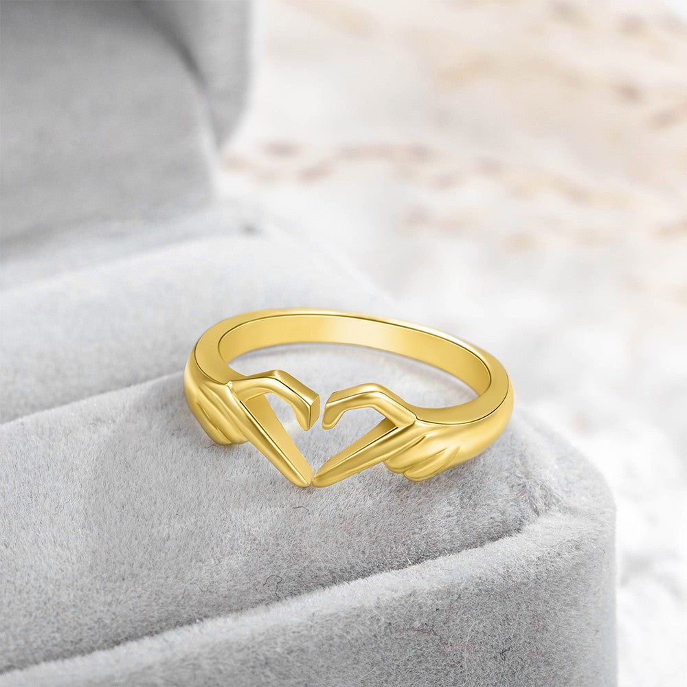 Custom Engraved Love Heart Ring, Fun Hug Smile Ring