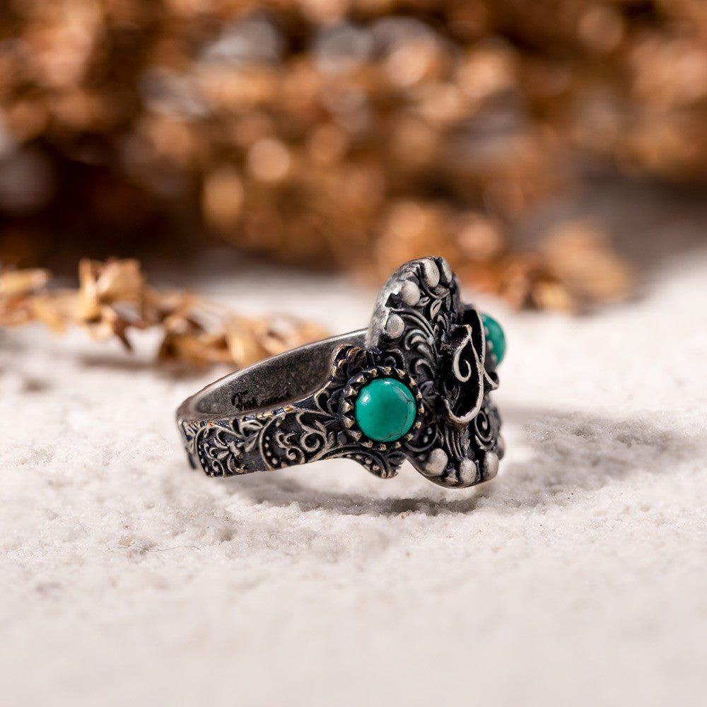 Sterling Silver 925 Custom Logo Turquoise Ring