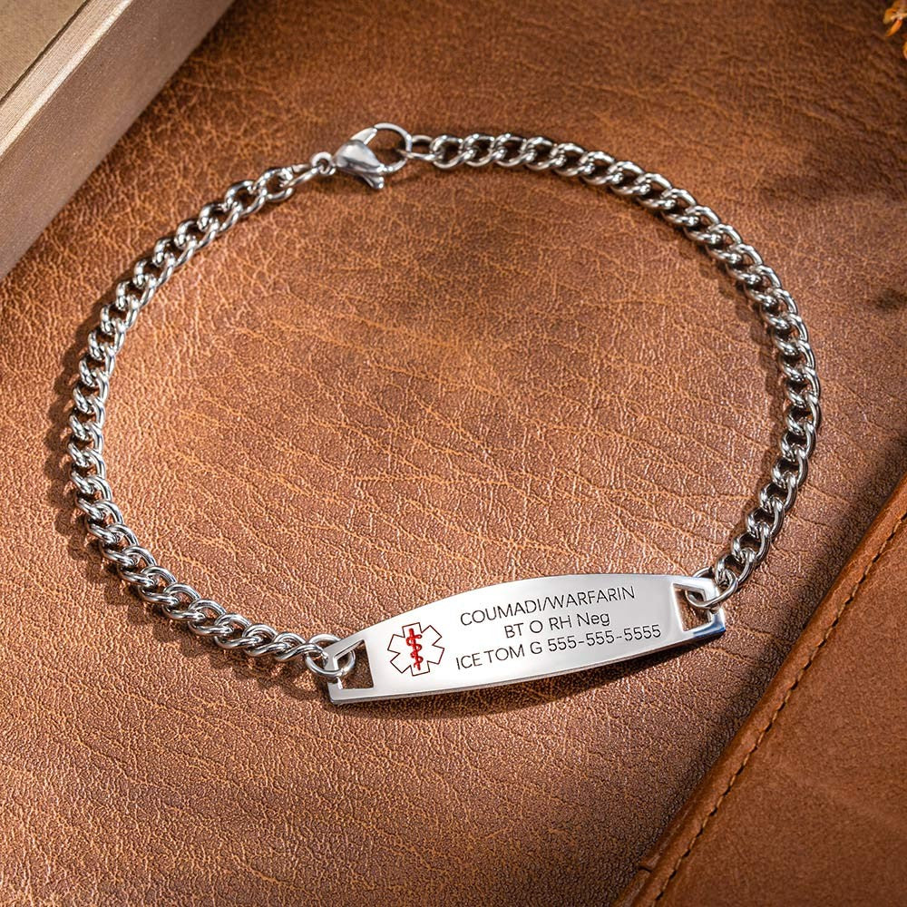 Custom Medical Bracelet Personalized Waterproof Medical Alert ID Bracelet