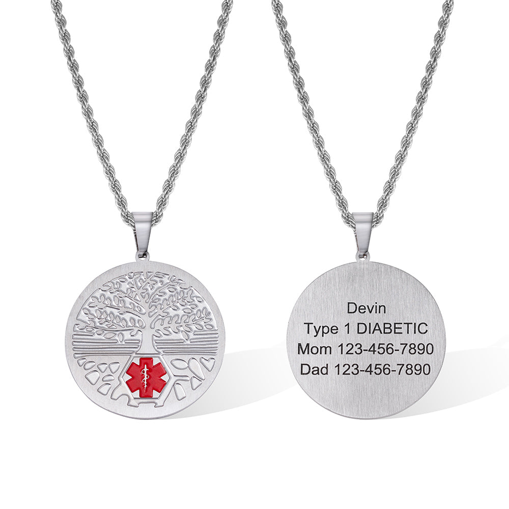 Personalized Medical Alert Necklace, Family Tree Necklace Jewelry Treasures