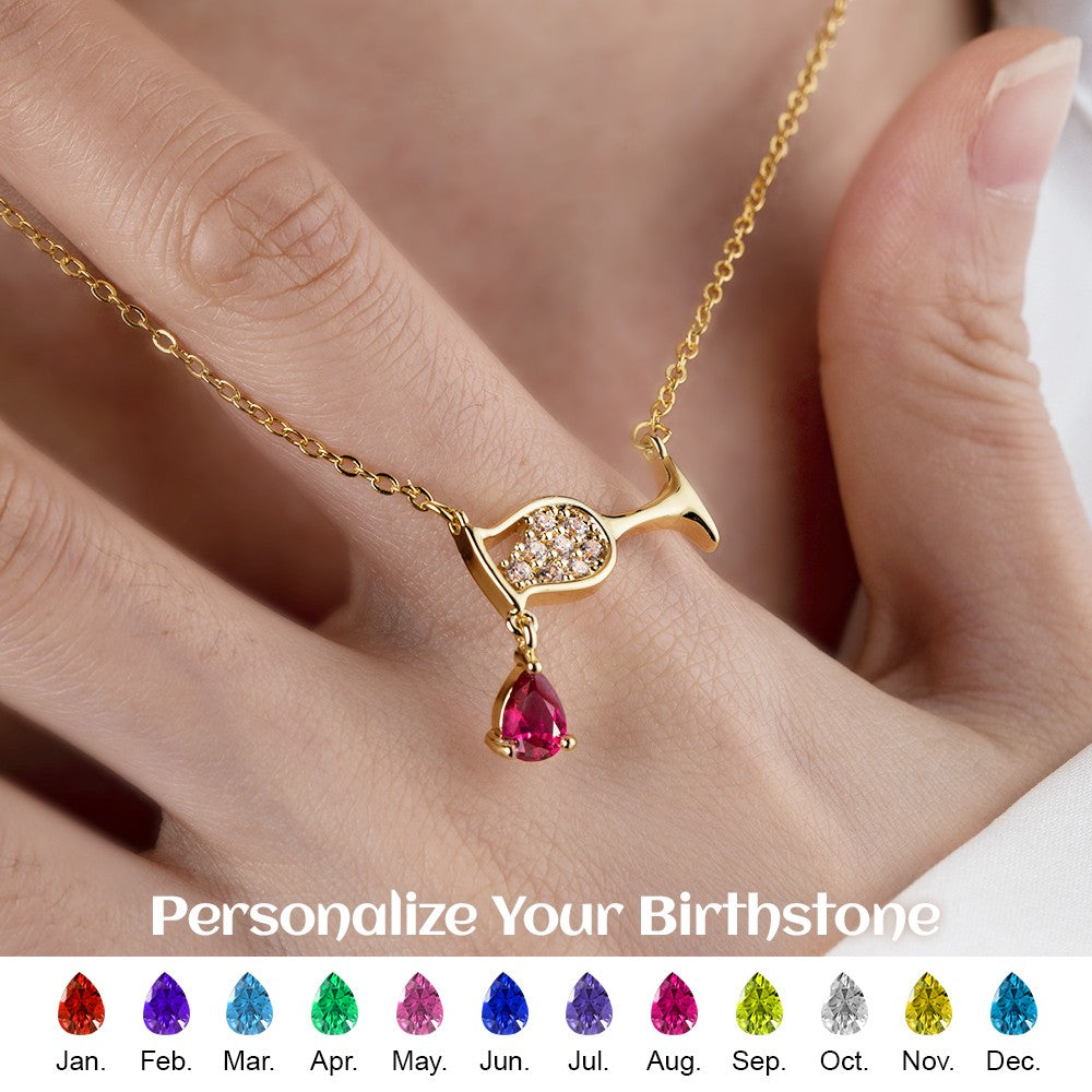 Wine Glass Ruby Birthstone Necklace Jewelry Treasures