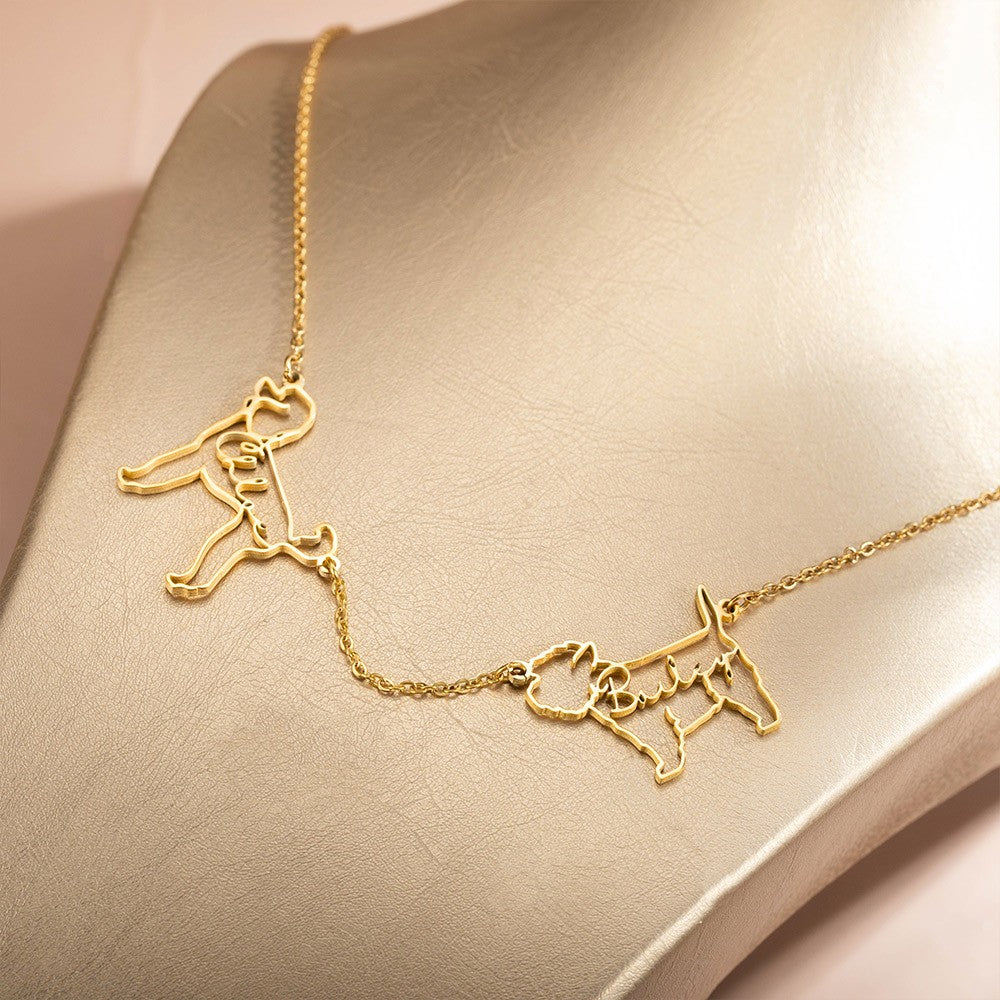 Personalized Dog Cat Breed Silhouette and Animal Necklace for Women