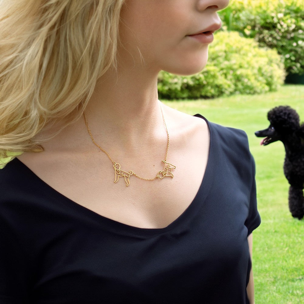 Personalized Dog Cat Breed Silhouette and Animal Necklace for Women