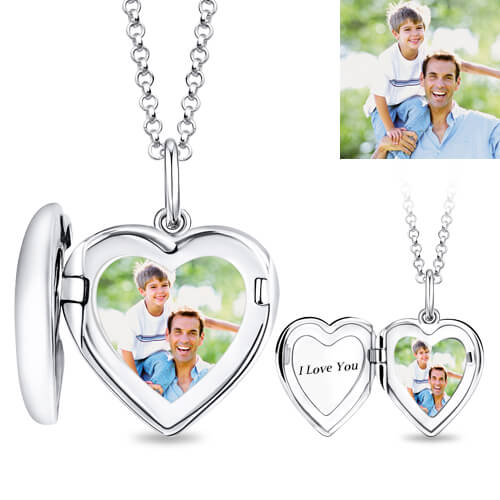 Personalized Heart Photo Locket Engravable Name or Date Jewelry Treasures