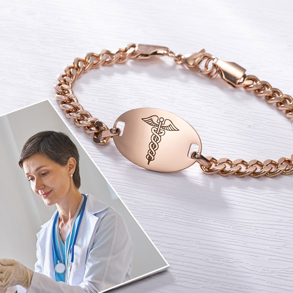 Medical Alert ID Bracelets with Free Engraving for Men&Women&Kids&Elderly Jewelry Treasures