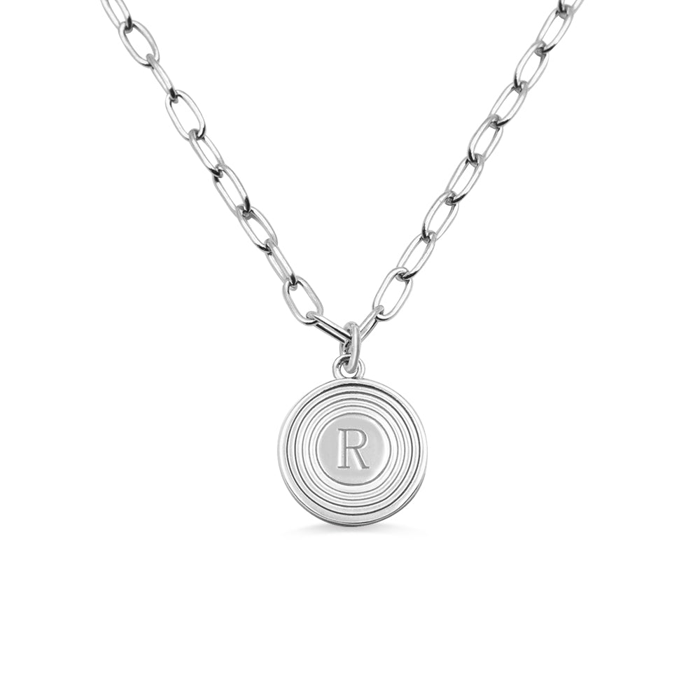 Personalized Initial Link Necklace-Sterling Silver 925 Jewelry Treasures