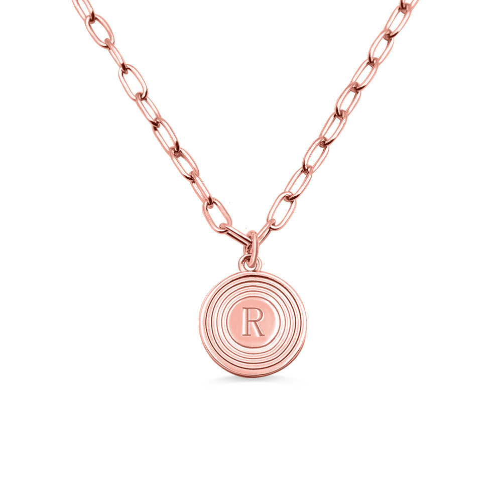 Personalized Initial Link Necklace-Sterling Silver 925 Jewelry Treasures