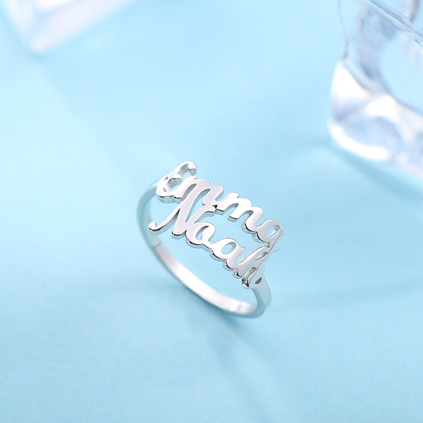 Personalized Double Name Ring Gift Sterling Silver