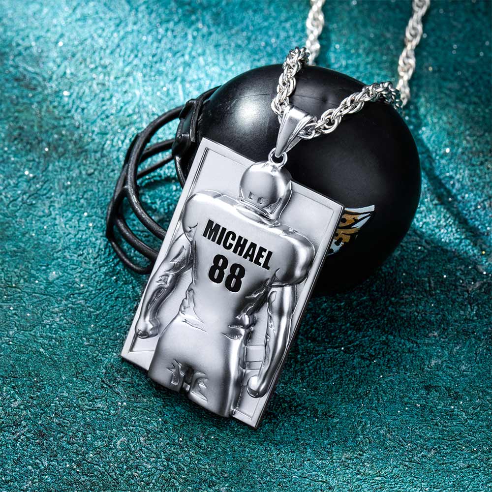 Personalized Football Necklace with Number and Name Jewelry Treasures