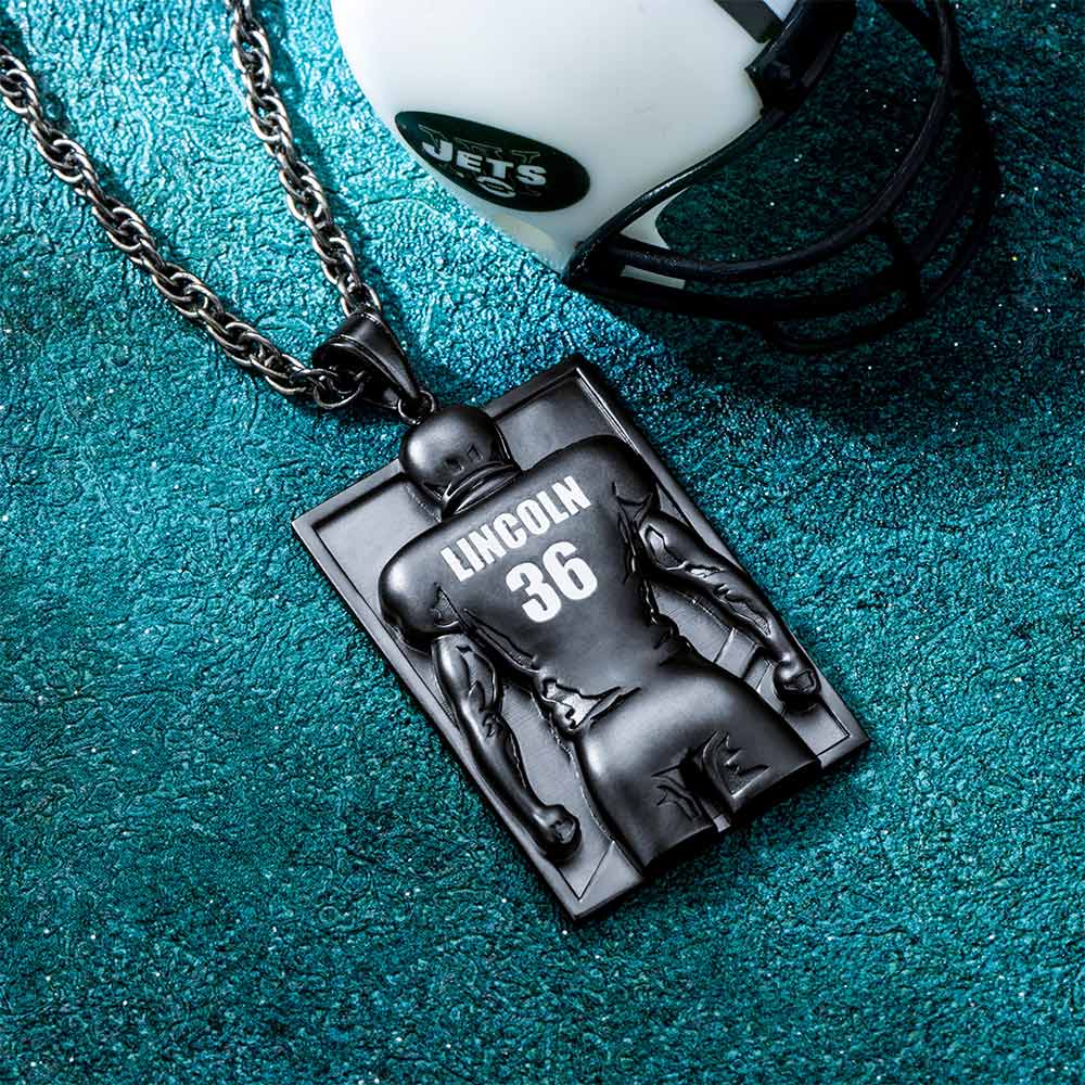 Personalized Football Necklace with Number and Name Jewelry Treasures