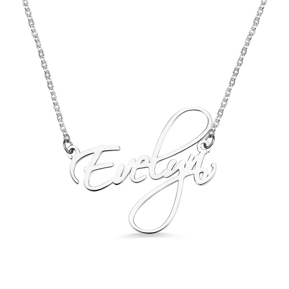 Personalized Calligraphy Name Necklace Silver Jewelry Treasures